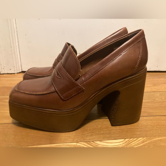 FREE PEOPLE Zoe Brown Platform Loafers SZ. 38 - Picture 3 of 9